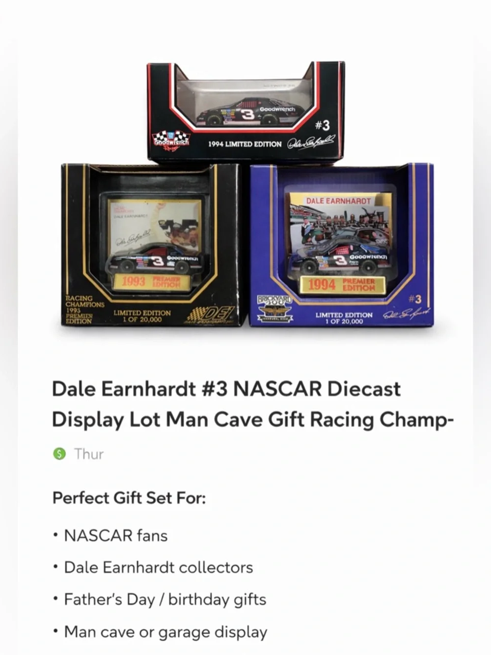 Dale Earnhardt #3 NASCAR Diecast Display Lot‎ Man Cave Gift Racing Champions
